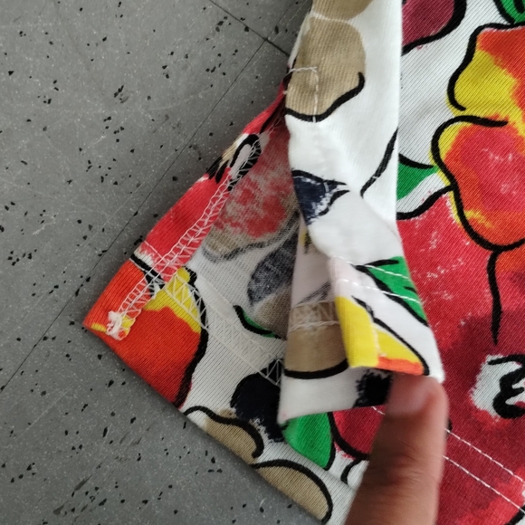 Lauren Brooke Crew Neck floral Hawaiian shoulderpads button shoulders blouse - Picture 12 of 16